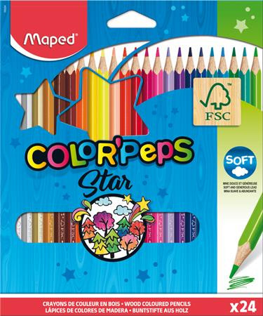 Színes ceruza készlet, háromszögletű, MAPED "Color'Peps", 24 különböző szín