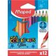 Színes ceruza készlet, háromszögletű, MAPED "Color'Peps Mini", 12 különböző szín