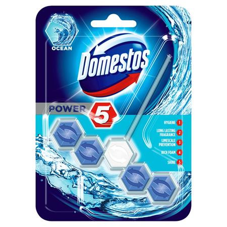 WC fertőtlenítő, 1 db-os, DOMESTOS "Power 5", óceán