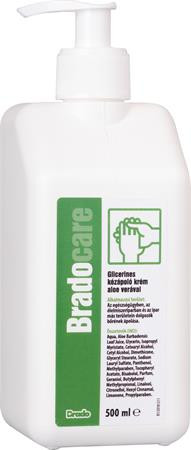 Kézápoló krém, munkavédelmi, glicerines, pumpás, 500 ml, BRADOCARE, aloe vera