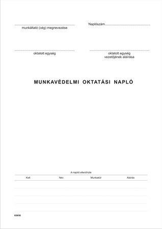 Nyomtatvány, munkavédelmi oktatási napló, 40 oldal, A4, VICTORIA, 10 tömb/csomag