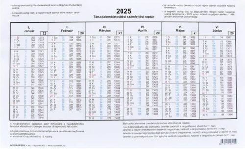 TB számfejtési naptár A.3516-38/2025