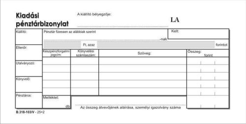 Nyomtatvány, kiadási pénztárbizonylat, 25x2, VICTORIA B.318-103