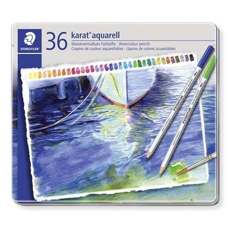 Akvarell ceruza készlet, fém doboz, STAEDTLER "Karat 125", 36 különböző szín