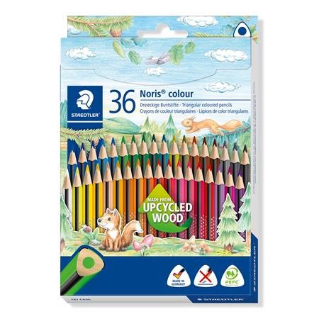 Színes ceruza készlet, háromszögletű, STAEDTLER "Noris Colour 187", 36 különböző szín