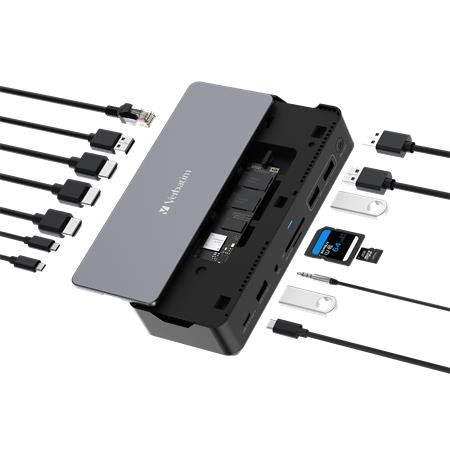 Dokkoló, 15 port, USB-C host, SSD bővítési lehetőség, VERBATIM "USB-C Pro CDS-15S"