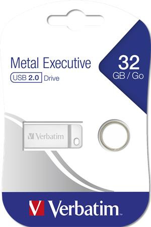 Pendrive, 32GB, USB 2.0,  VERBATIM "Executive Metal", ezüst