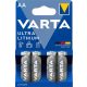 Elem, AA ceruza, 4 db, lítium, VARTA "Ultra Lithium"