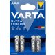 Elem, AAA mikro, 4 db, lítium, VARTA "Ultra Lithium"